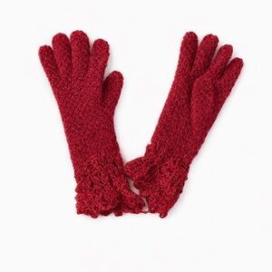 Chic Red Hand Crochet Gloves